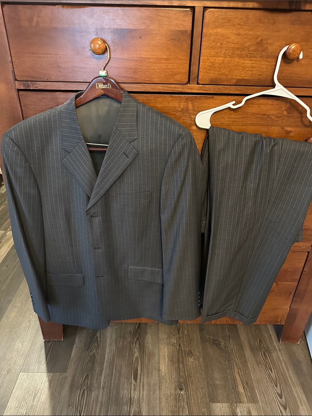 Men's Charcoal Pinstripe Suit Jacket & Trousers - Classic Formal Set